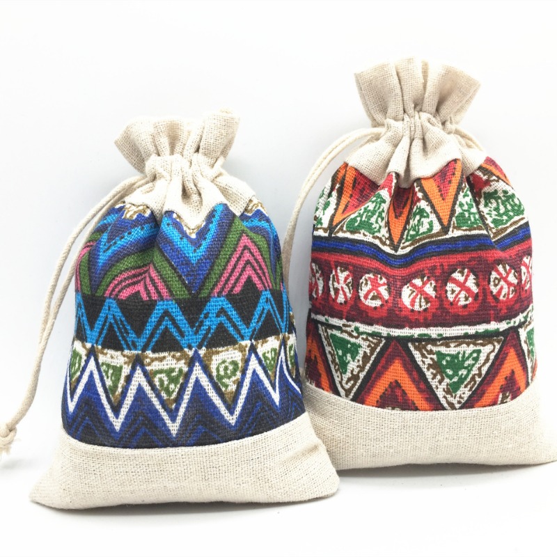 Ethnic Fabric - Etnische Stijl Tas met Trekkoord Sieraden
