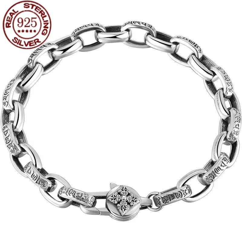 Ethnic Fashion Trend - S925 zilveren zes-woord waarheid armband heren-